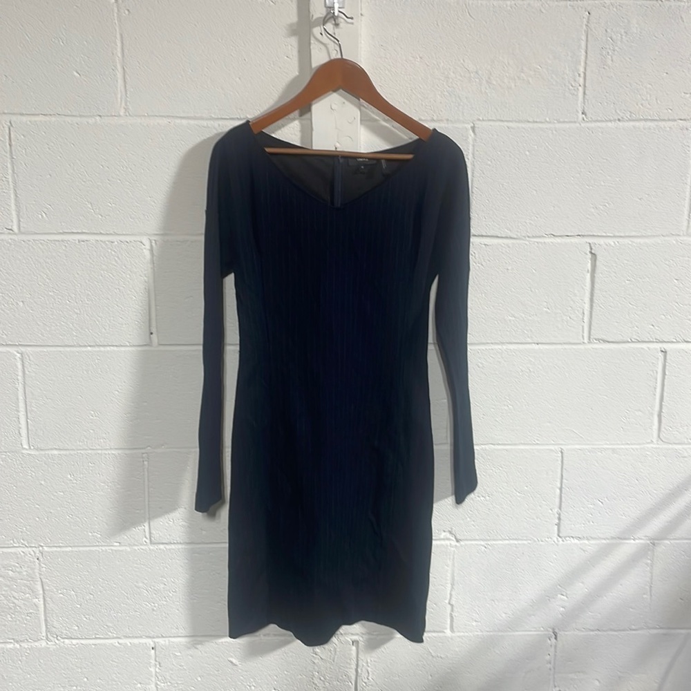 Theory Navy Striped Long Sleeve Dress Sz Medium